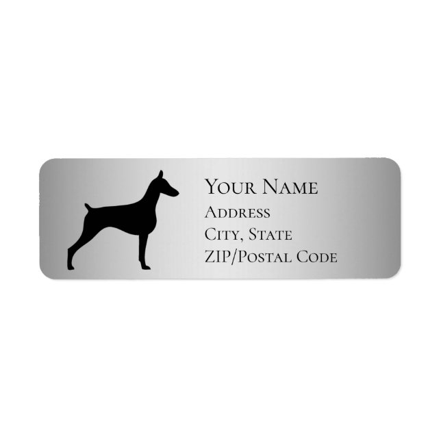 Doberman Silhouette Returadress Returadress Etikett (Framsidan)
