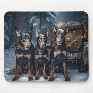 Doberman Snowy Sleigh-juldekretet Musmatta