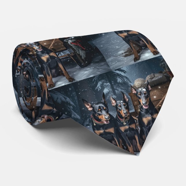 Doberman Snowy Sleigh-juldekretet Slips (Rullad)