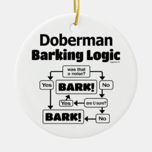 Doberman som skäller logik julgransprydnad keramik
