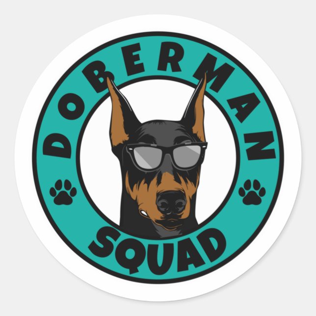 Doberman Squad Runt Klistermärke (Framsida)