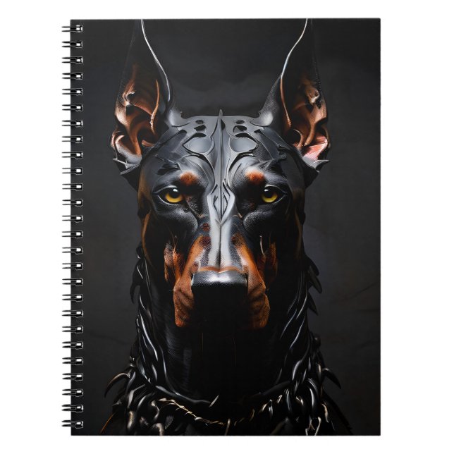 Doberman Steel Vibe Silhouette Lodrät Anteckningsbok (Framsidan)