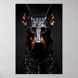 Doberman Steel Vibe Silhouette Lodrät Poster