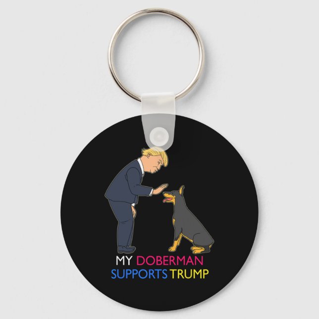Doberman stöder Trump Gift Doberman Pinscher Nyckelring (Framsida)