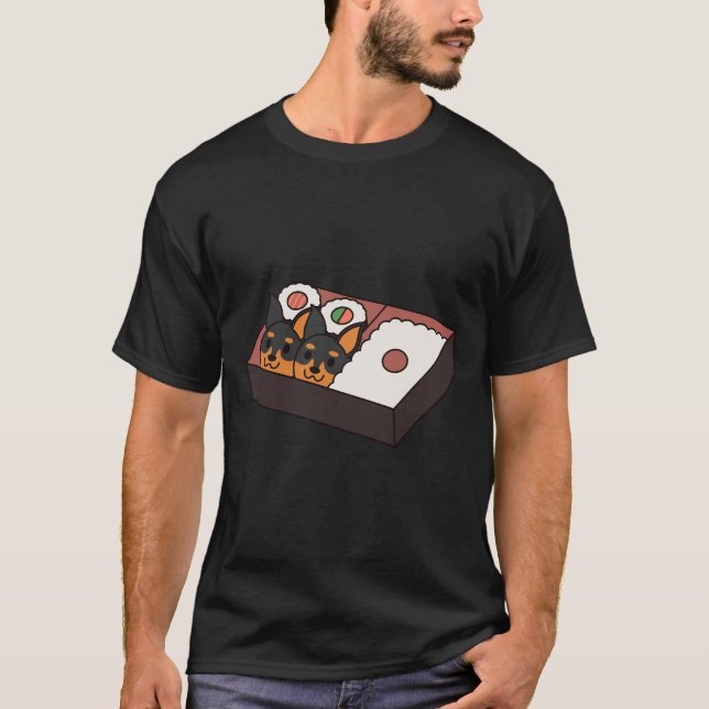 Doberman Sushi Bento Box T Shirt (Framsida)