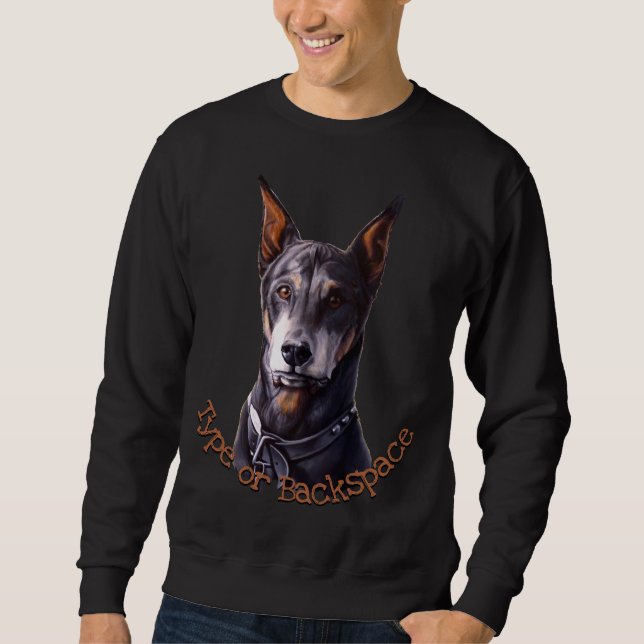 Doberman Sweatshirts Personlig Hund Art Shirts Lång Ärmad Tröja (Framsida)