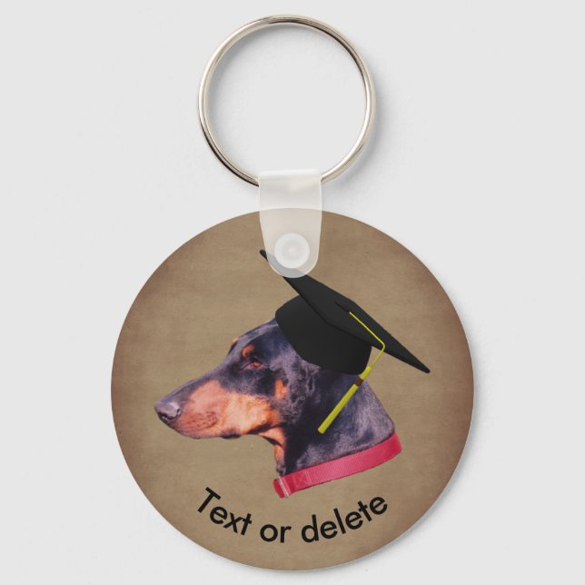 Doberman The Graduate Funny Dog Personalized Nyckelring (Framsida)