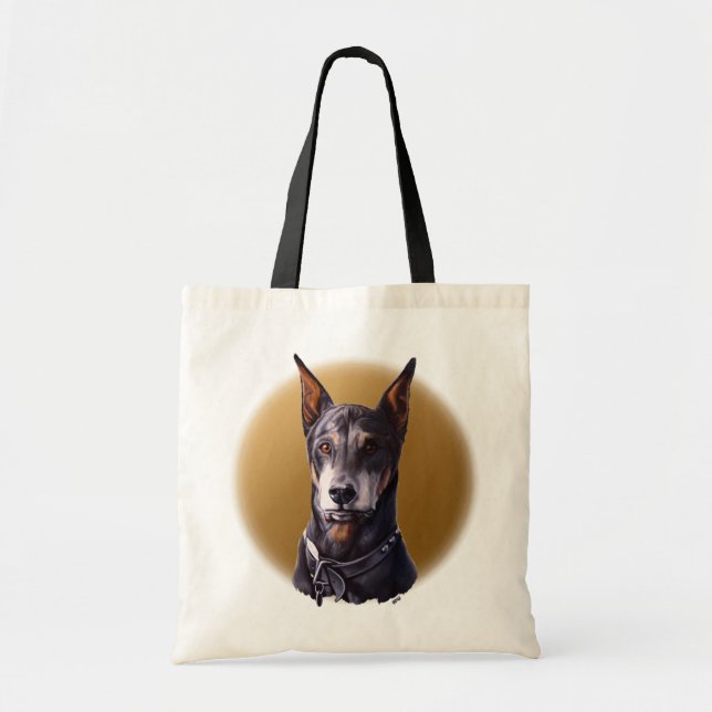 Doberman Tote Bag Customized Doberman Pinscher Bag Tygkasse (Framsidan)