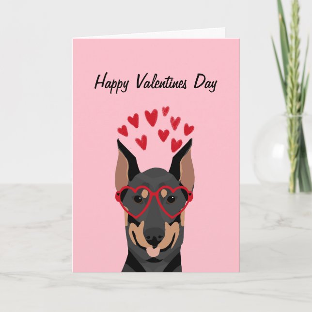 Doberman Valentines day Kärlek kort (Framsida)
