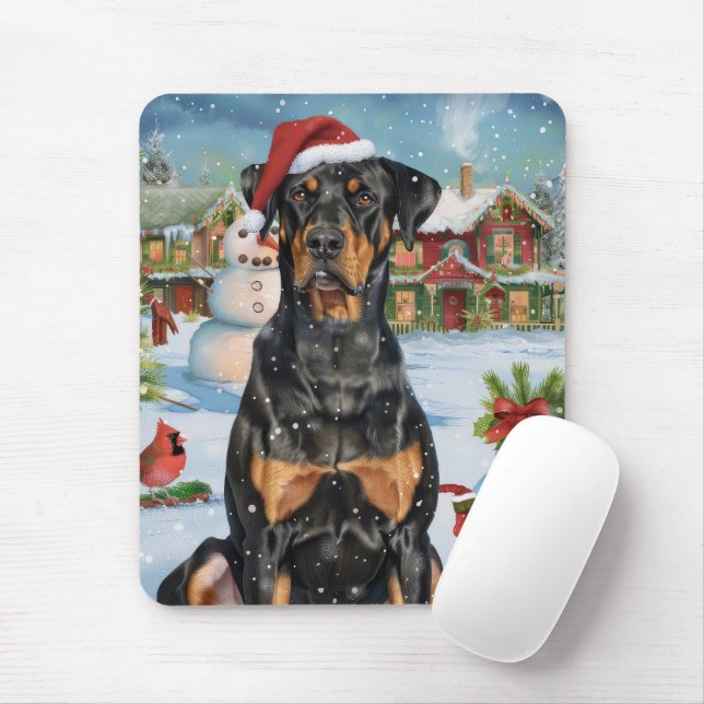 Doberman Vinterundret Julglädje  Musmatta (Med mus)