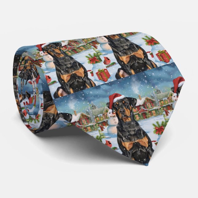 Doberman Vinterundret Julglädje Slips (Rullad)