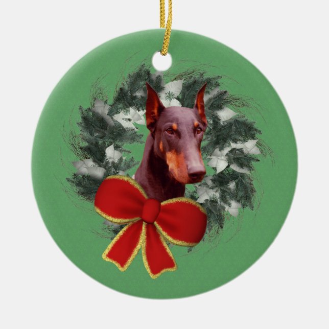Doberman Wandeans Helgdag Hund Ornament (Framsidan)