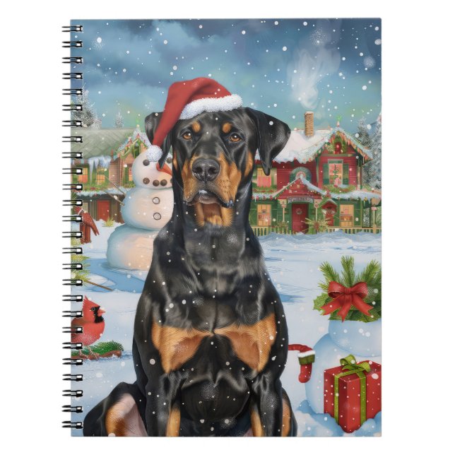 Doberman Winter Wonderland jul Joy Anteckningsbok (Framsidan)