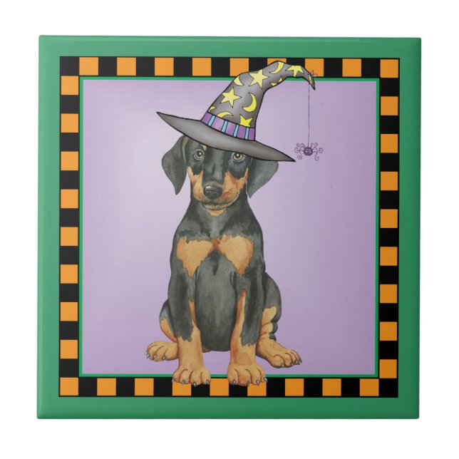 Doberman Witch Kakelplatta (Framsidan)