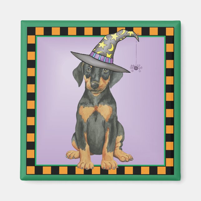 Doberman Witch Magnet (Framsidan)