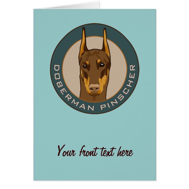 Dobermanemblem som är rött hälsningskort (Framsidan)