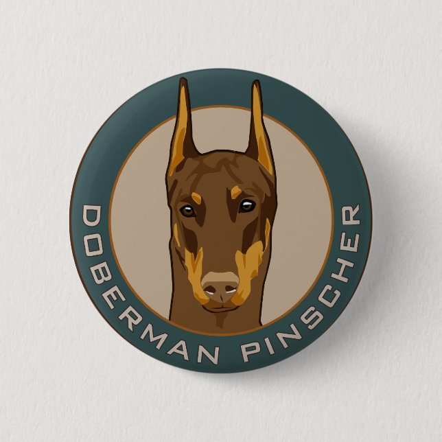 Dobermanemblem som är rött knapp (Framsida)