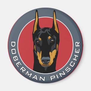 Dobermanemblem, svart med rött magnet