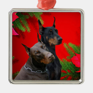 Dobermanen kopplar ihop prydnaden julgransprydnad metall