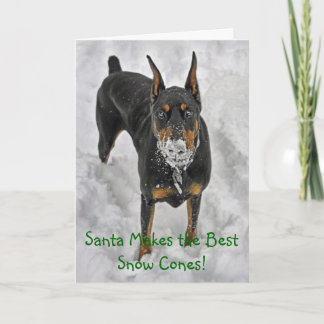 Dobermanen Santa gör det bäst snökotteHoiday Helgkort