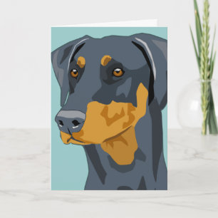 Dobermanhuvud, blått som är uncropped kort