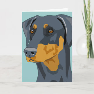 Dobermanhuvud, blått som är uncropped kort
