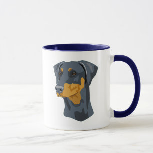 Dobermanhuvud, blått som är uncropped mugg