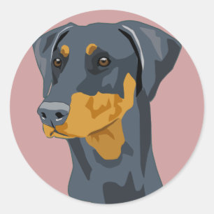 Dobermanhuvud, blått som är uncropped runt klistermärke