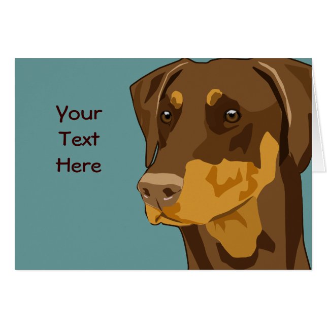 Dobermanhuvud, rött som är uncropped hälsningskort (Framsidan Horizontal)