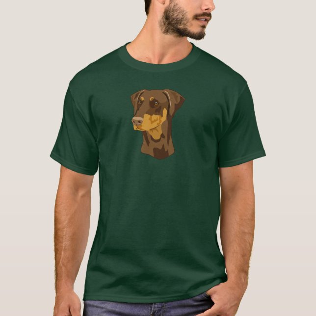 Dobermanhuvud, rött som är uncropped t-shirt (Framsida)