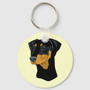 Dobermanhuvud, svart som är uncropped nyckelring