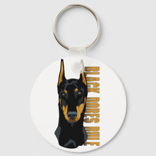 Dobermanhuvudet, svart Dobes härskar Nyckelring