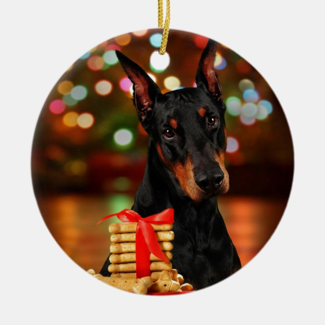 Dobermanjul Julgransprydnad Keramik (Framsidan)