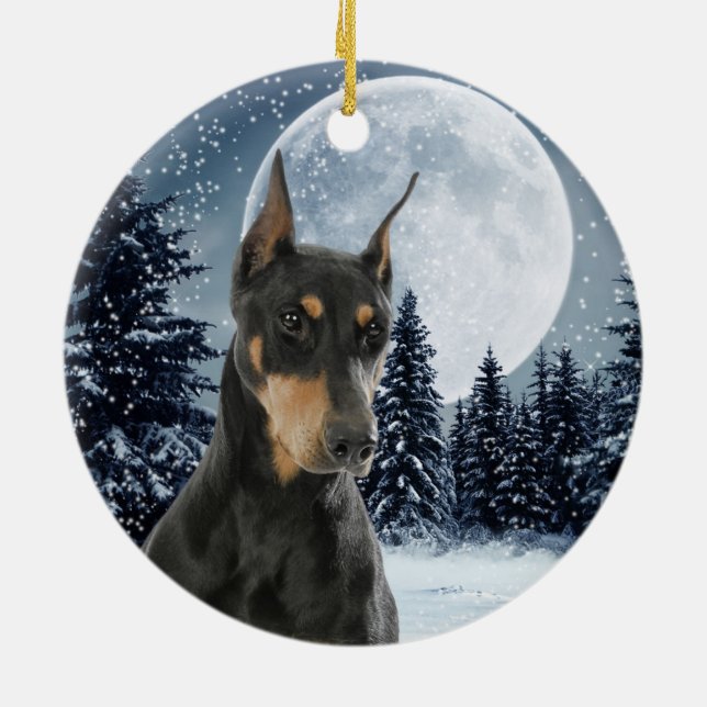 Dobermanjulprydnad Julgransprydnad Keramik (Baksidan)