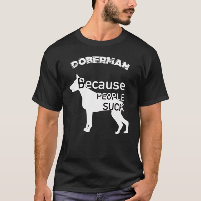 Dobermann djur kärlek kraft hund t shirt (Framsida)