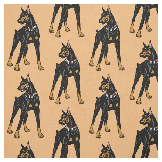  Dobermann eller Doberman Pinscher hund Fabric Tyg (Provkarta)