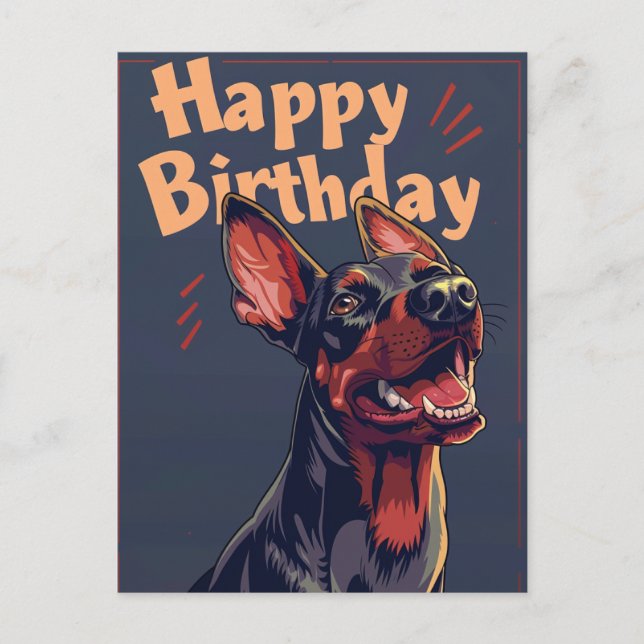Dobermann Födelsedag Vykort (Framsida)