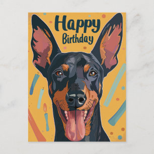 Dobermann födelsedag vykort