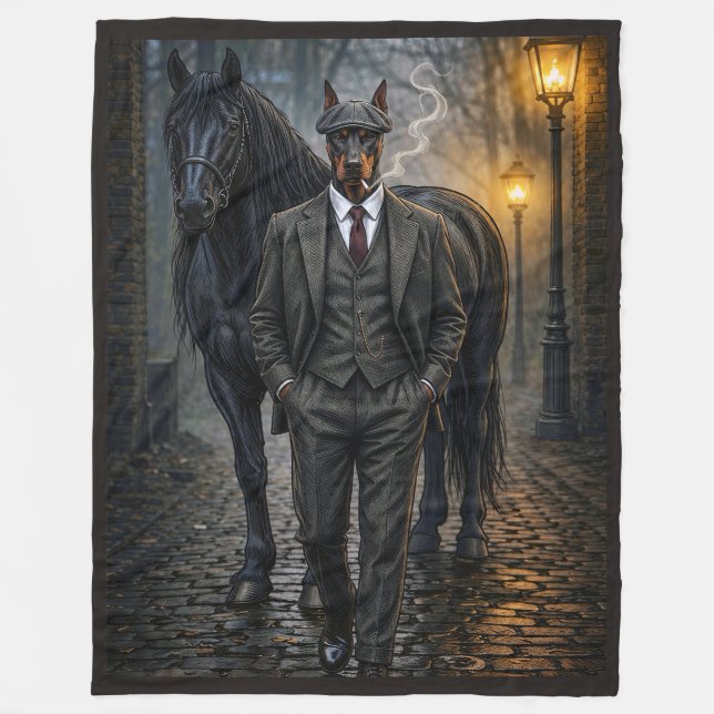 Dobermann Gangster Fleecefilt (Framsidan)