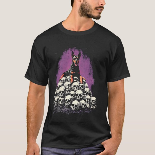 Dobermann gotisk skelett t shirt (Framsida)