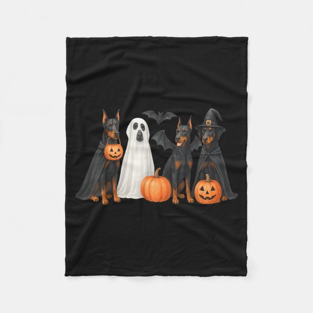 Dobermann Halloween-kostym Kul Dobermann Halloween Fleecefilt (Framsidan)