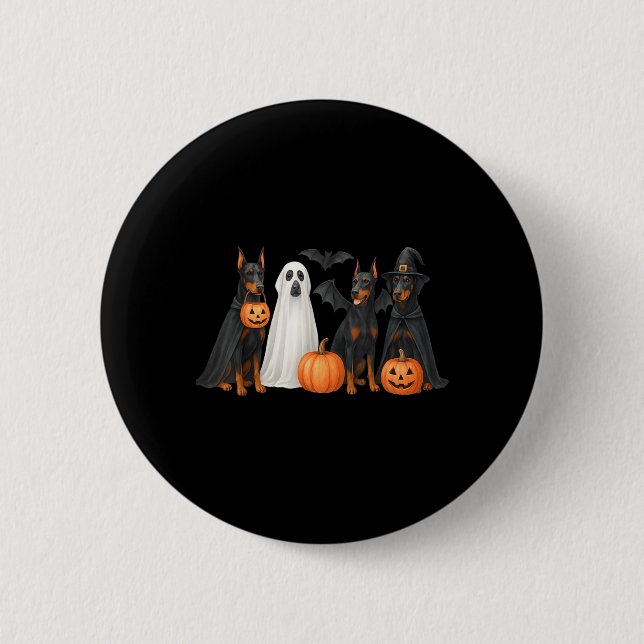 Dobermann Halloween-kostym Kul Dobermann Halloween Knapp (Framsida)