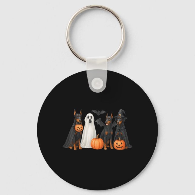Dobermann Halloween-kostym Kul Dobermann Halloween Nyckelring (Framsida)