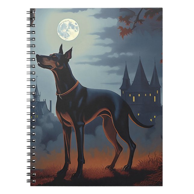 Dobermann Halloween Skräckinjagande Anteckningsbok (Framsidan)
