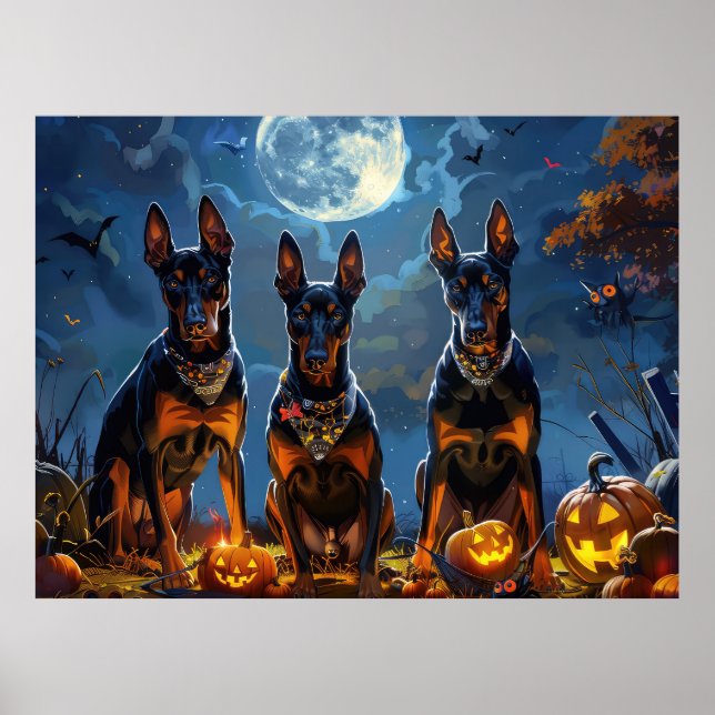 Dobermann Halloween Skräckinjagande Poster (Framsidan)