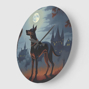 Dobermann Halloween Skräckinjagande Stor Klocka