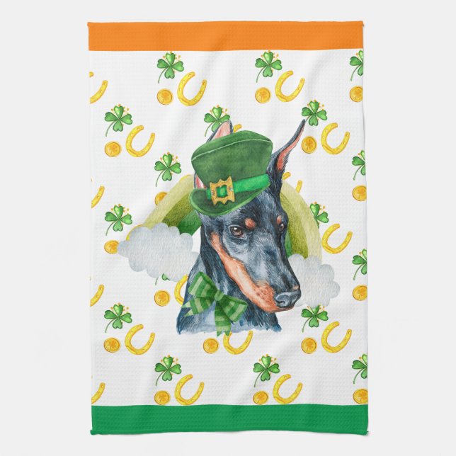 Dobermann Hemmets Juldekoration Saint Patrick's Da Kökshandduk (Vertikal)