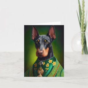 Dobermann hund i St. Patricks dag dräkt Kort