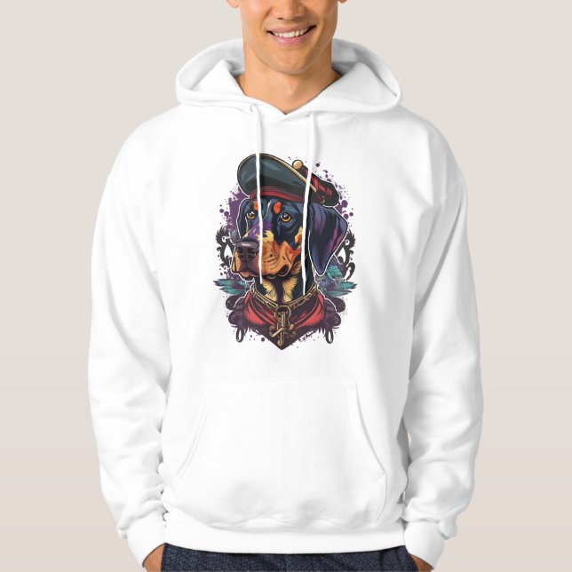 Dobermann Hund Pirat Hoodie (Framsida)