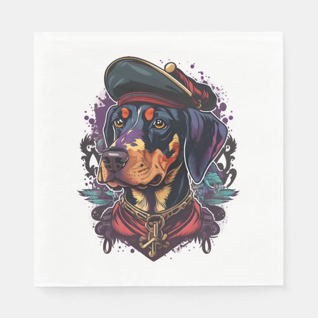 Dobermann Hund Pirat Pappersservett (Framsidan)